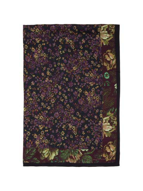 Dries Van Noten Black & Burgundy Flara Scarf