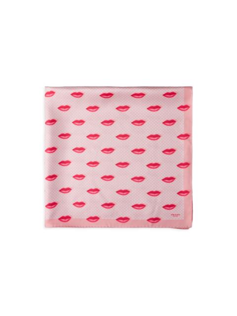 Prada Women's Printed Silk Twill Scarf, 90 X 90 Cm - Pink