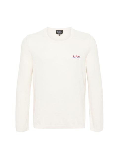 logo-embroidered cotton jumper