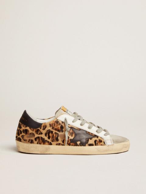 Super-Star sneakers in leopard print flocked leather