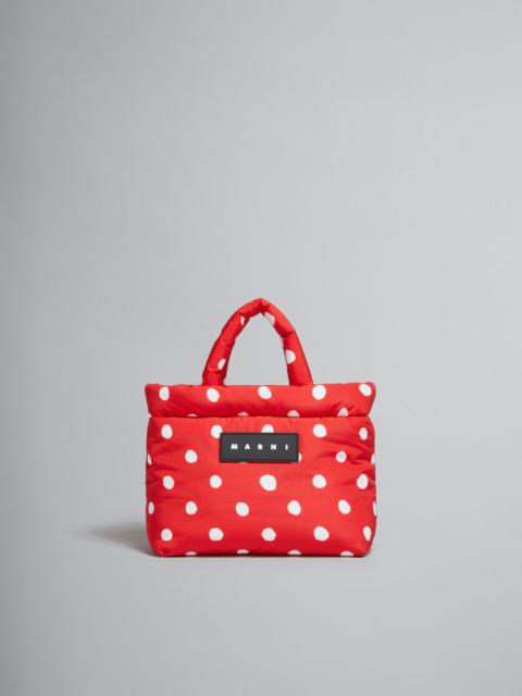 Marni RED POLKA-DOT NYLON PUFF MINI TOTE BAG