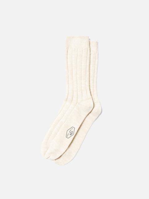 Nudie Jeans Men Broad Rib Socks Ecru