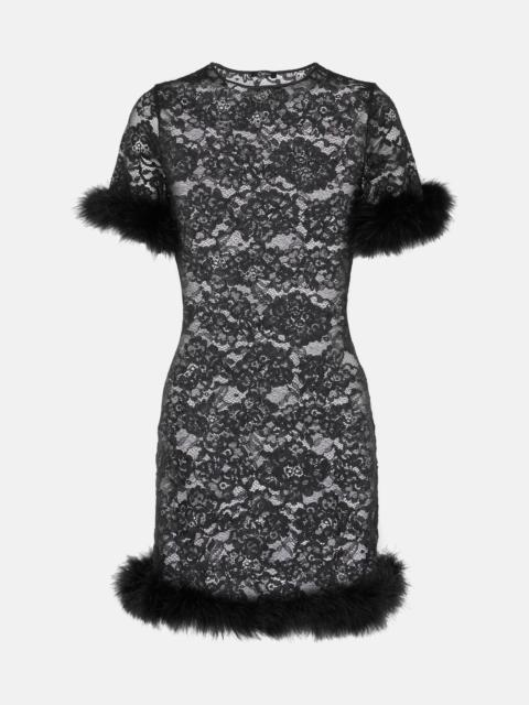 Oséree O-Lover feather-trimmed minidress