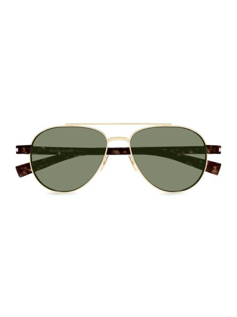 SAINT LAURENT Men's 54MM Aviator Sunglasses - Gold Green