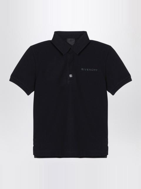 Black cotton polo shirt with logo