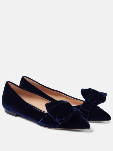 Gianvito Rossi Bow-detail velvet ballet flats
