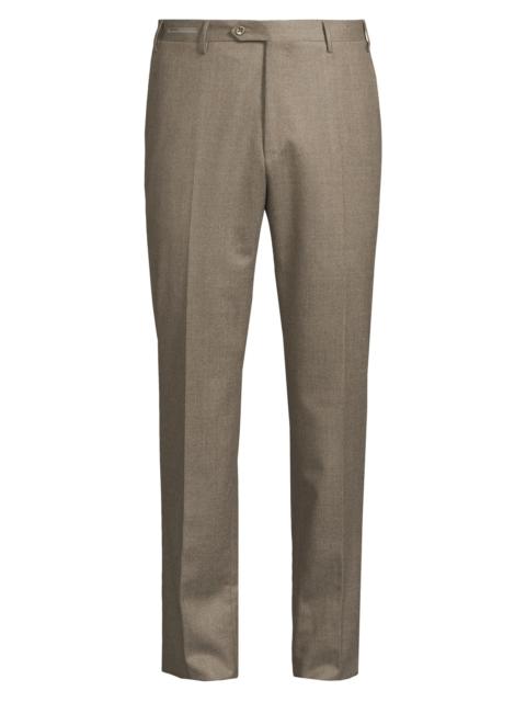 CORNELIANI Men's Wool Flannel Slim-Fit Trousers - Natural