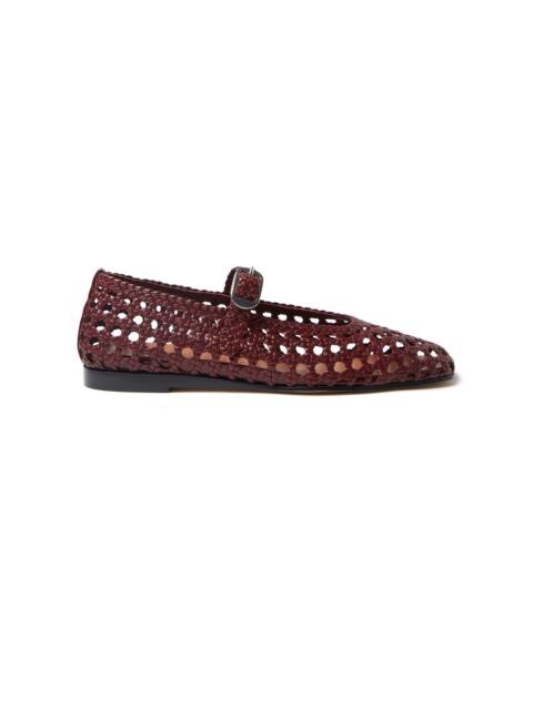 Woven Leather Mary Jane Flats red