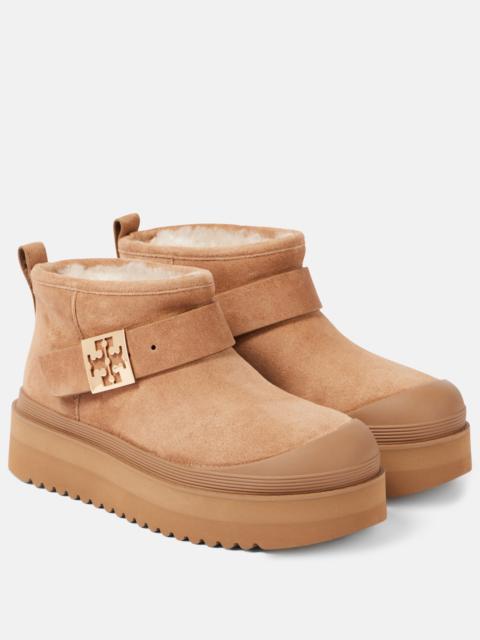 TORY BURCH Mellow shearling-lined suede platform ankle boots