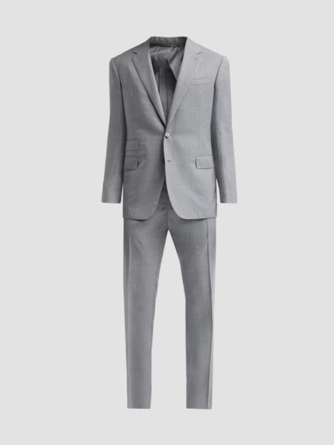 Ralph Lauren Men's Pinstriped Cotton-Blend Suit - Grey Cream