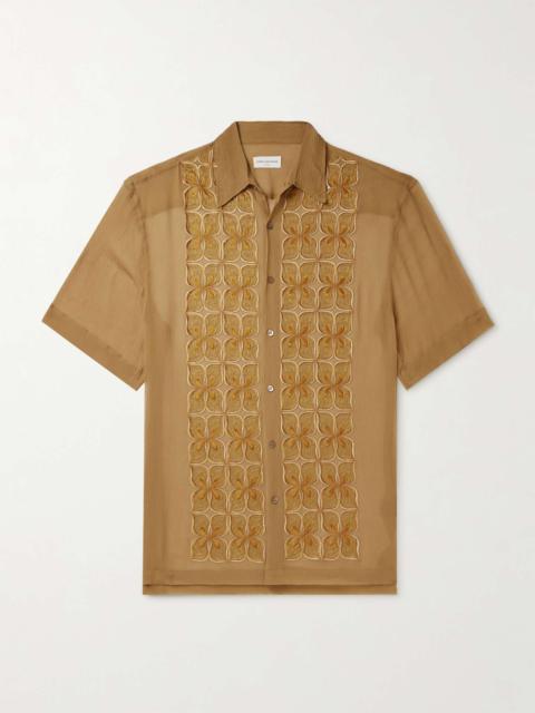 Embroidered Silk-Crepon Shirt