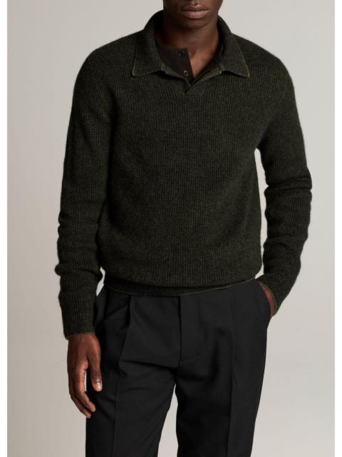Vince Plush Cashmere Thermal Johnny-Collar Sweater