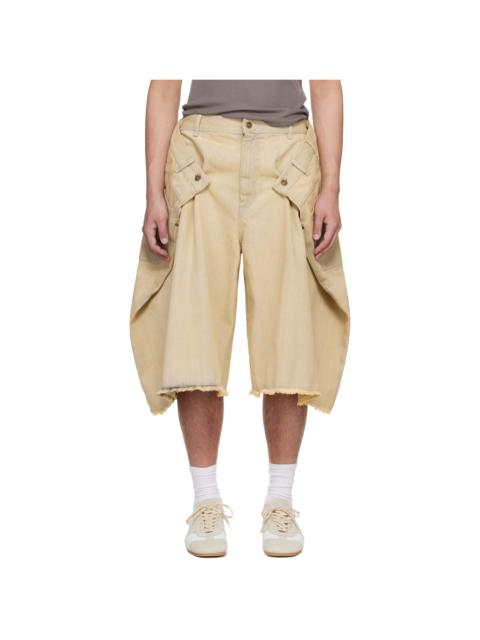 LU'U DAN Off-White Maxi Denim Shorts