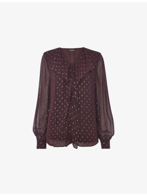 WHISTLES Metallic Dot-Print Woven Blouse