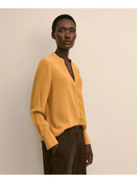 Brooks Brothers Silk Open V-Neck Blouse