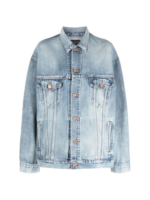 oversized logo-print denim jacket