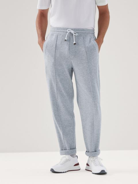 Techno cotton French terry trousers with crête detail