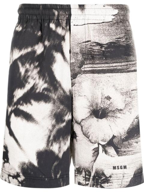 MSGM graphic-print track shorts