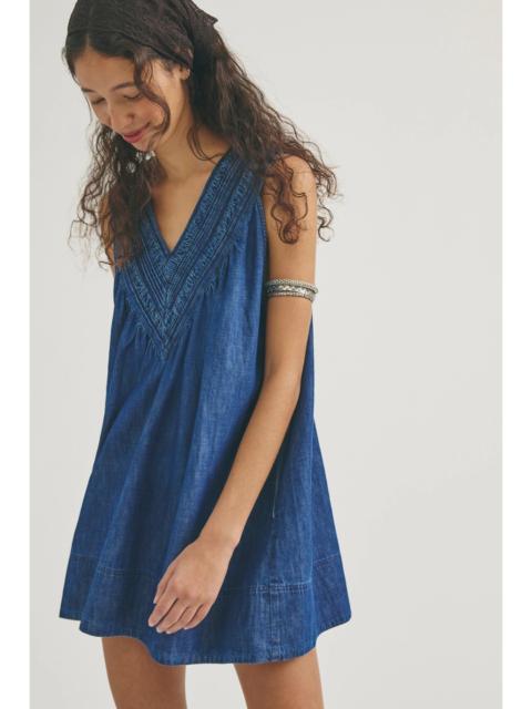 FREE PEOPLE Preston Pleated Denim Mini Dress