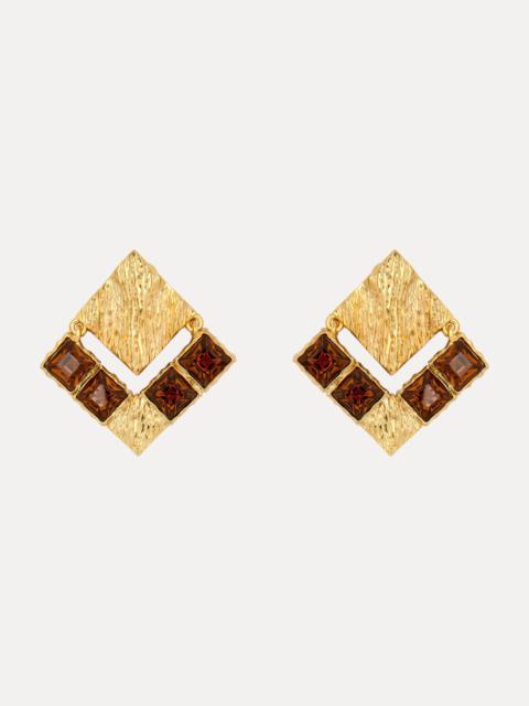 Oscar de la Renta TEXTURED METAL TARTAN EARRINGS