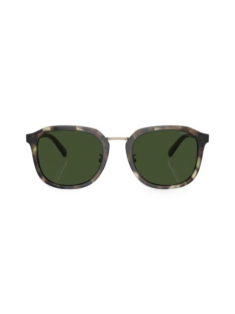 COACH Men's 54MM Round Sunglasses - Tan Havana Green