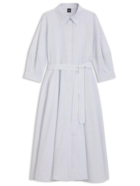 BOSS SHIRT DRESS IN STRIPED COTTON POPLIN