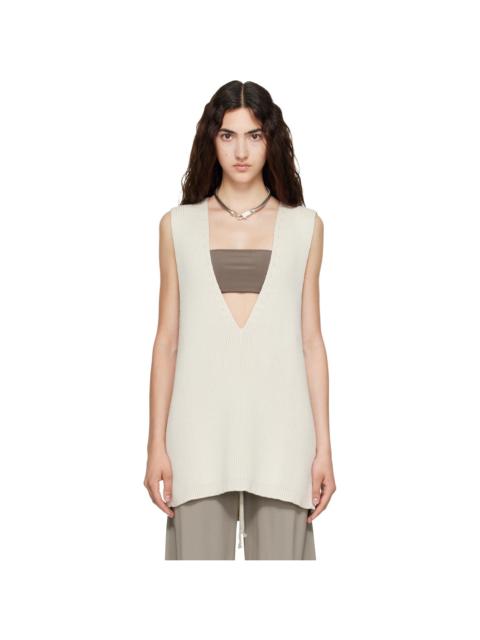 Rick Owens Off-White Tower Wool Knit V Neck Vest