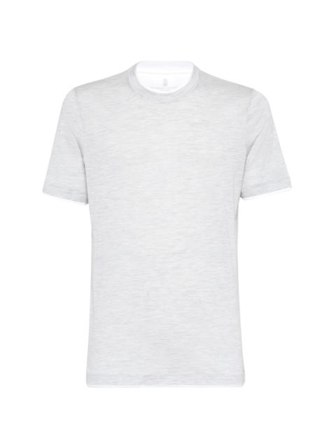 Brunello Cucinelli Men's Silk and Cotton Lightweight Jersey Slim-Fit Crewneck T-Shirt - Pearl Grey