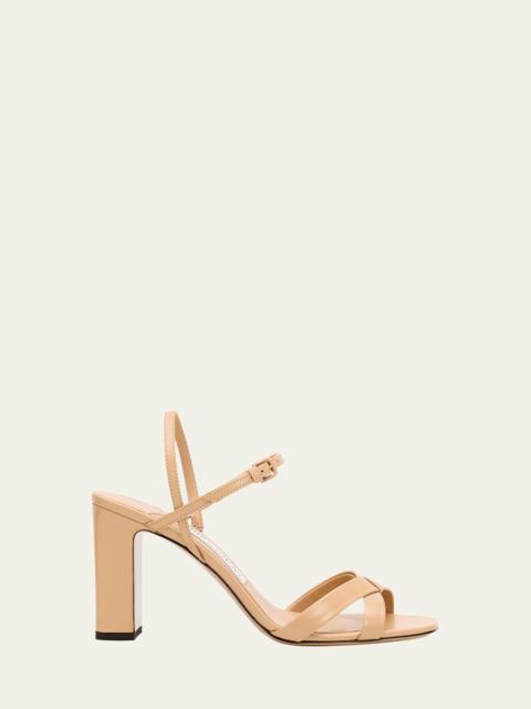 JIMMY CHOO Elsy 85 Leather Block-Heel Sandals