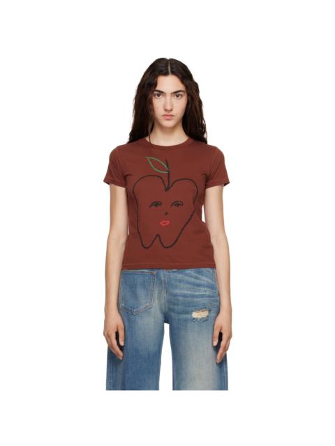 MM6 Maison Margiela Brown 'Apple' Cropped T-shirt