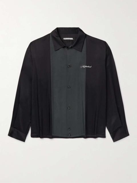 Logo-Embroidered Two-Tone Twill Shirt