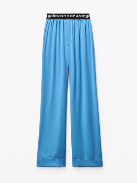 Alexander Wang LOGO ELASTIC PANT IN SILK CHARMEUSE