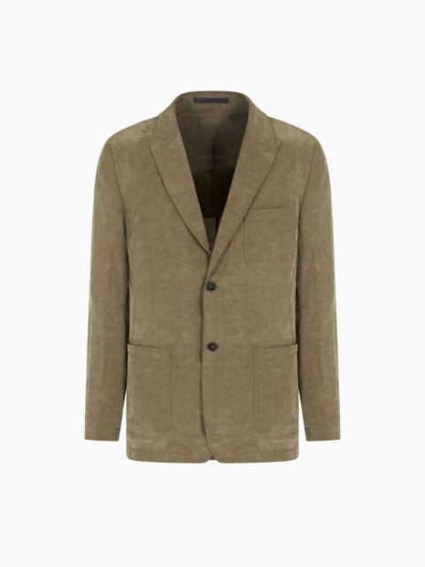 GIORGIO ARMANI LYOCELL AND LINEN SINGLE-BREASTED JACKET