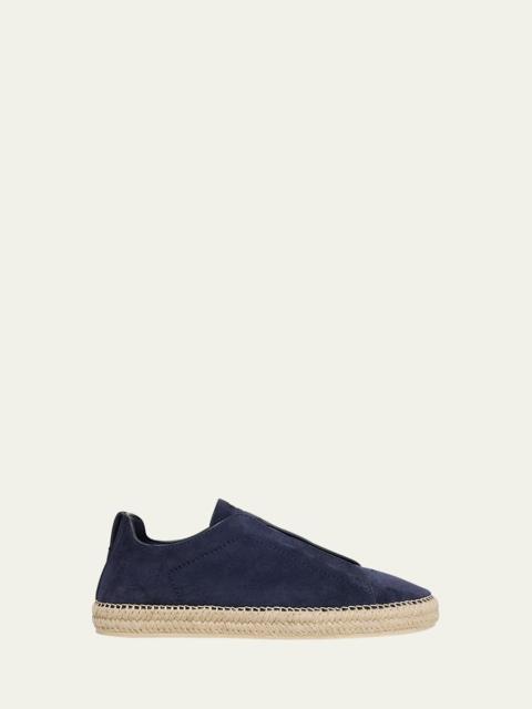 ZEGNA Men's Triple Stitch Suede Espadrille Sneakers