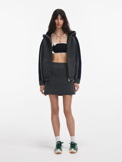 self-portrait Grey Ribbed Knit Mini Skirt