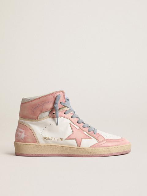 Sky-Star in white nappa with pink leather star and inserts