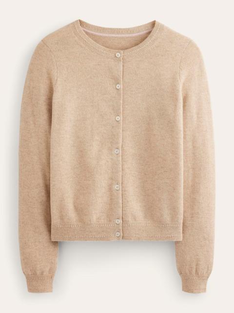 BODEN Eva Cashmere Crew Cardigan-Chinchilla Melange