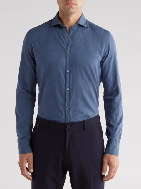 Solid Cotton Button-Up Shirt