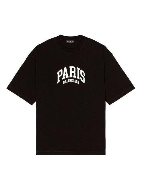 Balenciaga Cities Paris T-Shirt Medium Fit 'Black' 612966TLVL71070