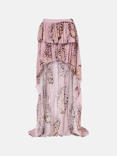 Blumarine Printed asymmetric georgette maxi skirt