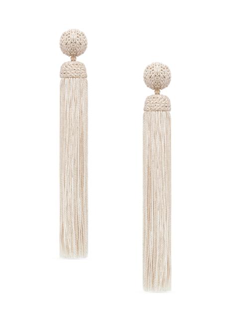 Oscar de la Renta Women's Long Tassel Clip-On Drop Earrings - Natural