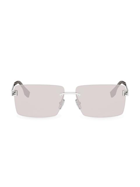 FENDI Men's Sky 60MM Rimless Sunglasses - Shiny Palladium Brown Mirror