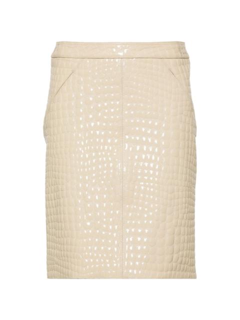 patent croc-embossed mini skirt