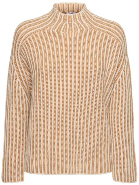 Mock neck wool blend knit sweater