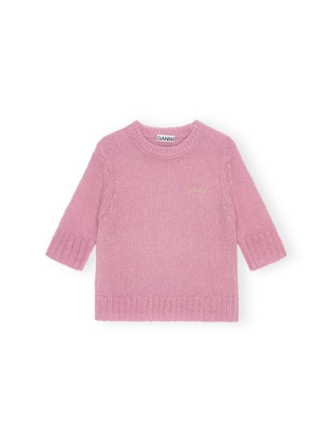 GANNI LILAC MOHAIR O-NECK SWEATER