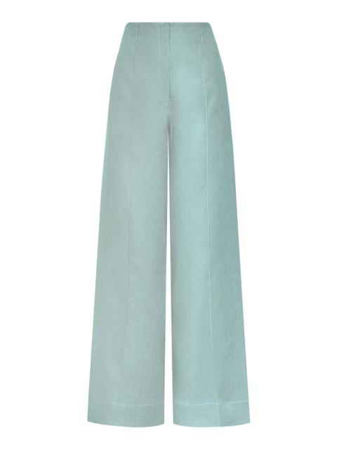 ANDRES OTALORA La Promesa High-Rise Linen Wide-Leg Pants light blue