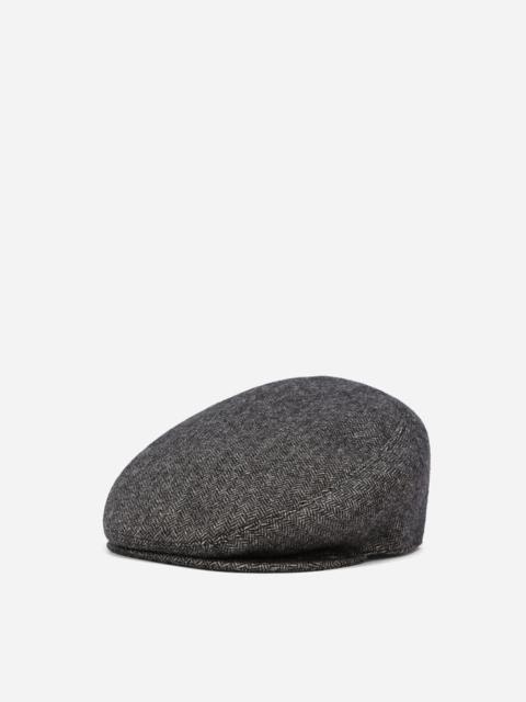 Herringbone wool-blend flat cap