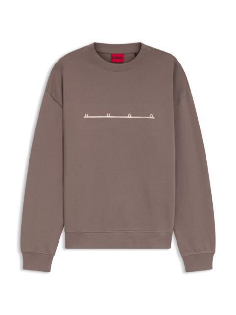HUGO COTTON SWEATSHIRT WITH SPACED LOGO PRINT