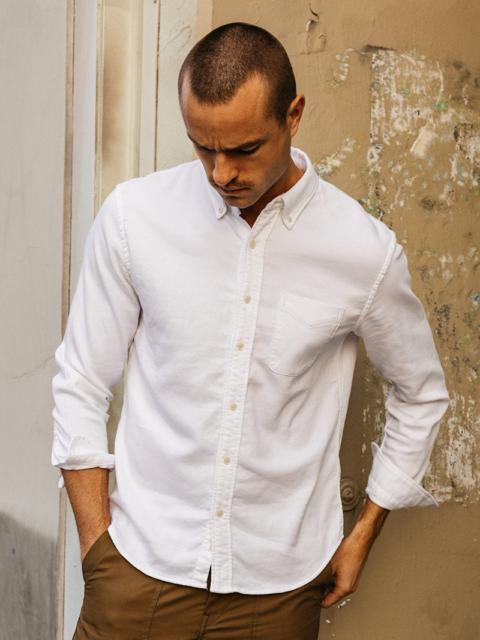 HIROSHI KATO The Tack Double Weave Dobby Stretch - White