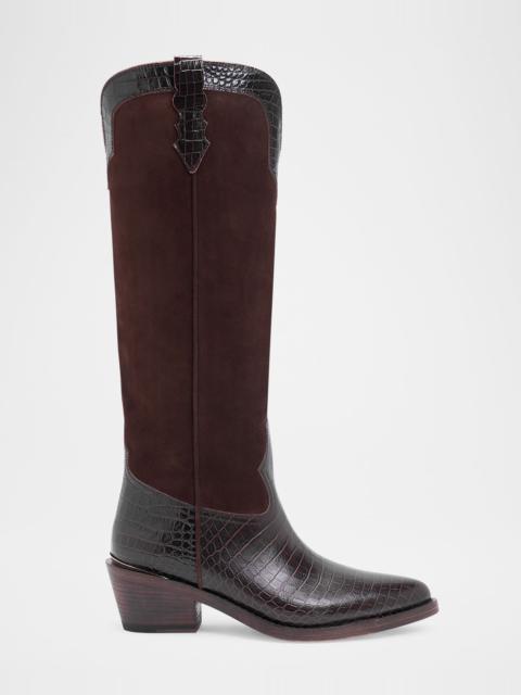 PARTLOW Mira Mixed Leather Western Knee Boots